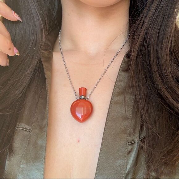 Red jasper Heart shape perfume bottle necklace love promise necklace - Picture 4 of 9
